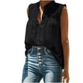 thumbnail image 1 of Spring Tops for Women Tank Tops for Women Fashion Women Causal Turtleneck Solid Blouse Sleeveless T-Shirt Summer Button Tops, 1 of 1