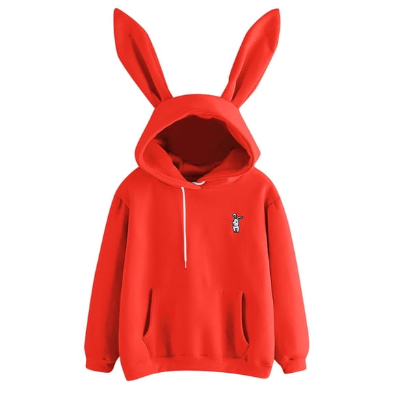 Spring Tops for Women Viikei Hoodies for Women Plus Size Sweatshirt for Women Womens Long Sleeve Rabbit Hoodie Sweatshirt Pullover Tops Blouse