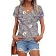 thumbnail image 1 of Spring Tops for Women Viikei Womens Blouses and Tops Dressy,Women's Printed V-neck Short-sleeved T-shirt Loose Top Short Sleeve Top Multicolor S, 1 of 4