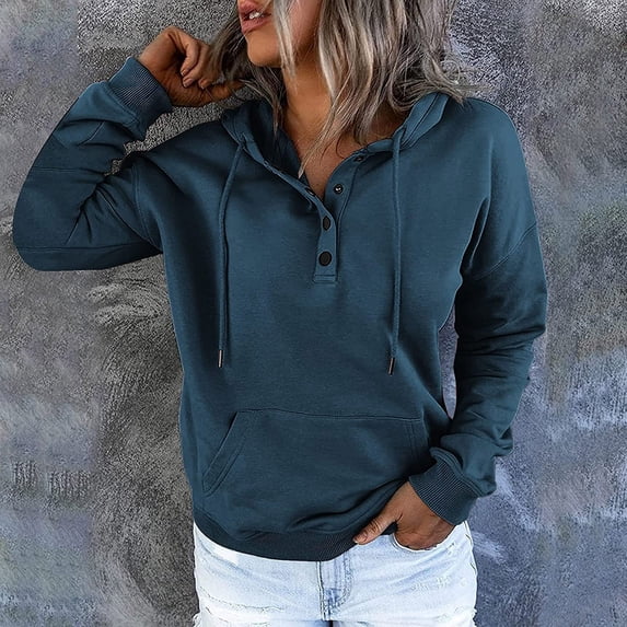 Spring Tops for Women Womens Blouses Plus Size Hooded Long-Sleeve Sweatshirt Casual Blouse Pullover Tops