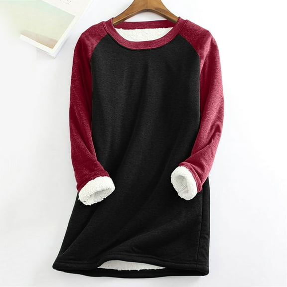 Spring Tops for Women Womens Plus Size Ladies Fashion Casual Winter Plus Fleece Warm Print Top Women Womens Clothes under $8