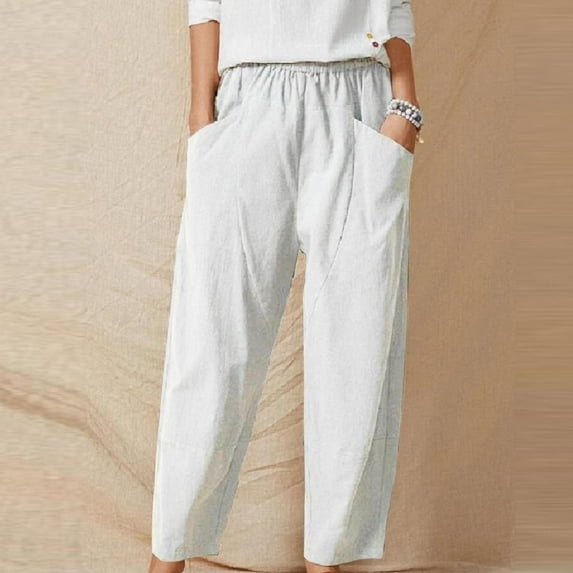 Spring Tops for Women Womens Tops Plus Size Fashion Women Casual Summer Wear Pants Solid Color Cotton and Linen Trousers Gifts for Women