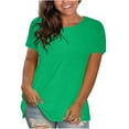thumbnail image 1 of Spring Tops for Women Workout Tops for Women Women's Fashion Solid Round Neck Short Sleeve T-Shirt Blouse Loose Tops Green S-3XL, 1 of 5