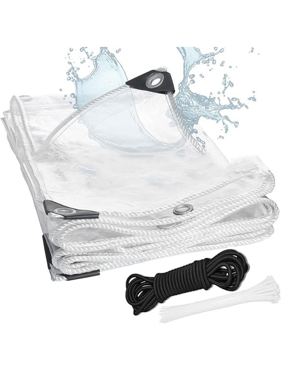 Transparent Tarpaulin With Eyelets Waterproof Tarpaulin With Rope and Cable Ties 2m*3m
