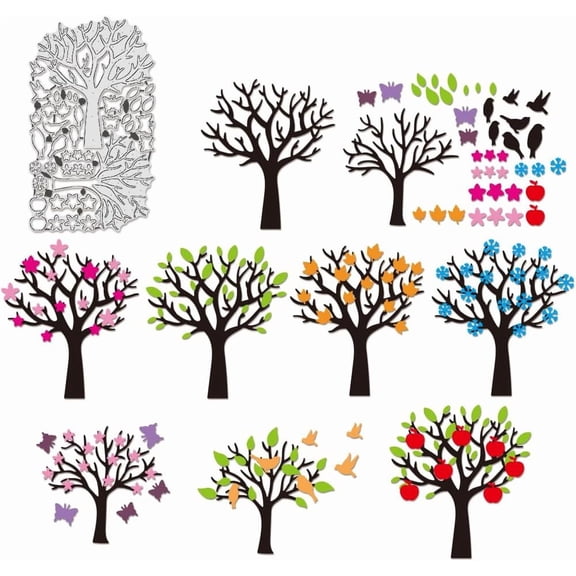 Spring Tree Die Cuts for Card Making Carbon Steel Template Metal Embossing Cutting Dies for Paper Card Making DIY Scrapbooking Album Craft Home DecorStainless Steel Color