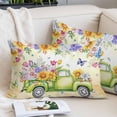 thumbnail image 1 of Spring Truck Flowers Pillow Covers King, Watercolor Floral Butterflies Yellow Soft Brushed Microfiber Breathable Throw Pillow Covers, Pillowcase with Zipper for Couch Sofa Bedroom Living Room 20"x36", 1 of 9