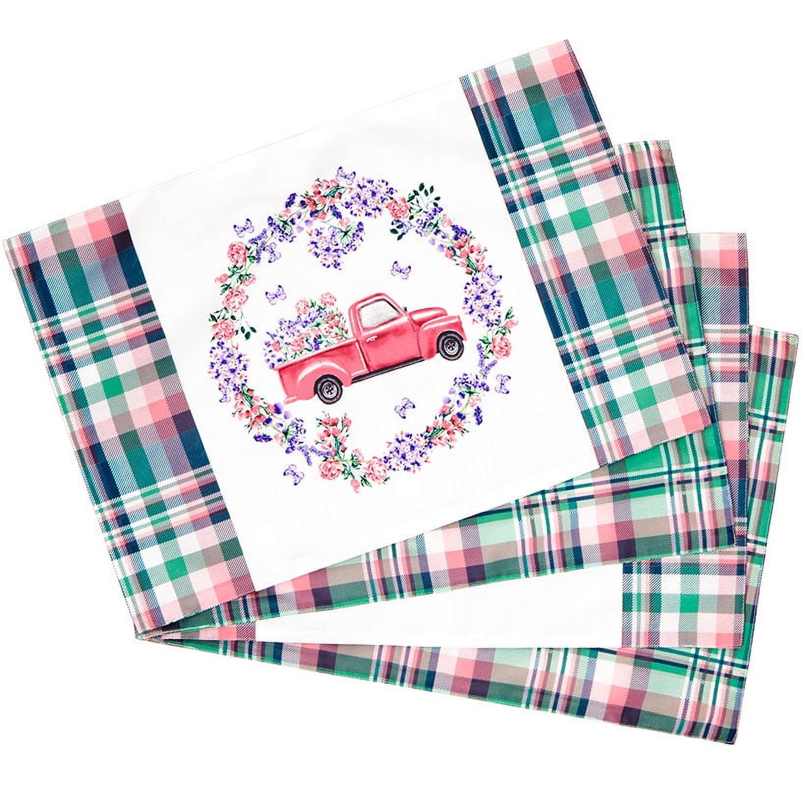 Spring Truck Placemats and Runner Set of 4 Placemats
