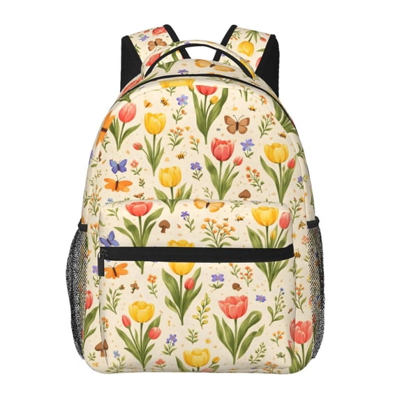 Spring Tulip Floral Backpack Lightweight Rucksack Travel Bag for Men and Women