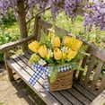 thumbnail image 1 of Spring Tulip Floral Basket – Easter Farmhouse Wreath Arrangement (Yellow, Indoor/Outdoor), 1 of 9