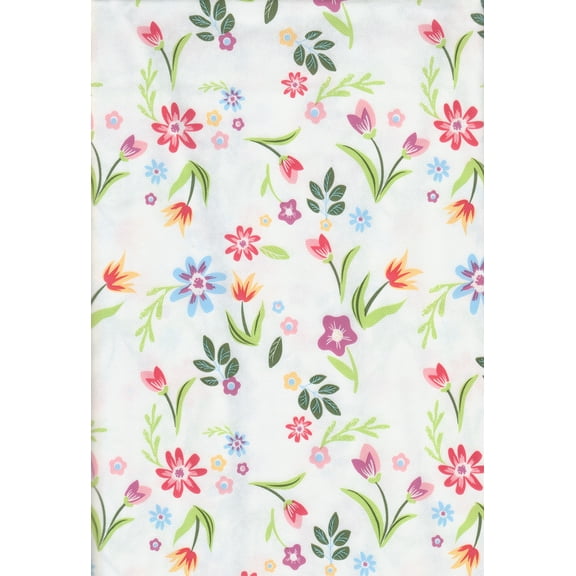 Spring Tulip Floral PEVA Vinyl Round Tablecloth – 52" x 90", Water-Resistant, Easy Clean