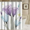 thumbnail image 1 of Spring Tulip Floral Shower Curtain Modern Art Butterfly Theme Blue and Purple Tulips Flower Shower Curtains For Bathroom Decor Polyester Fabric Waterproof Shower Curtain Sets with 12 Hooks 72"x72", 1 of 6