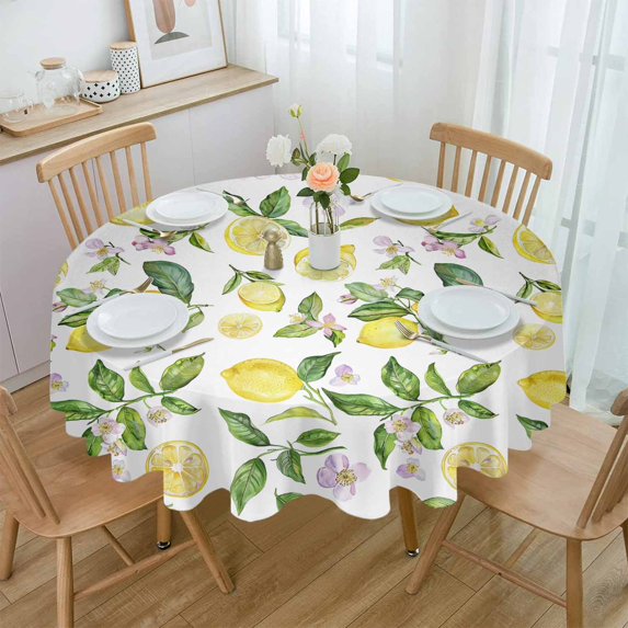 Spring Tulip Flowers Leaves Round Table Cloth Waterproof Wedding Holiday Tablecloth Coffee Table Decor Table Cover