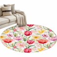 thumbnail image 1 of Spring Tulip Large Area Rugs for Bedroom Living Room, Soft Non Slip Carpet Bedside Rug, Summer Floral Botanical Elegant Round Floor Cover Kitchen Accent Rug 3.3' for Dining Room/Office, 1 of 9
