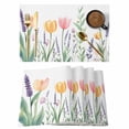 thumbnail image 1 of Spring Tulip Placemats Set of 4, Country Pink Orange Purple Flower Green Leaf Non-Slip Place Mats Washable Table Mats for Kitchen Dining Table Decorations Indoor/Outdoor, 1 of 9