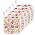 thumbnail image 1 of Spring Tulip Pot Holders for Kitchen Heatproof Potholder, 5 Pack Summer Floral Botanical Elegant Hot Pads Multipurpose Oven Pads Cloth Potholders Trivet for Cooking Baking, 1 of 8