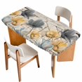 thumbnail image 1 of Spring Tulips Flower Table Cloths for 4 Foot Rectangle Tables, Vintage Floral Barn Doors Rustic Beige Patio Waterproof Elastic Fitted Tablecloths, Washable Rectangular Table Cover for Camping, 1 of 8