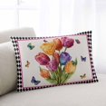 thumbnail image 1 of Spring Tulips Throw Pillow Covers, Colorful Flowers Botanical Butterfly Vintage Soft Breathable Pillow Cases with Invisible Zipper, Toddler Pillowcases for Couch Bed Sofa Chair 12x20 Inches, 1 of 9