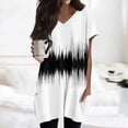thumbnail image 1 of Spring Tunic Blouses for Women, V-neck Short Sleeve Tops, Plus Sized Casual Long T-shirt with Pockets, 1 of 5