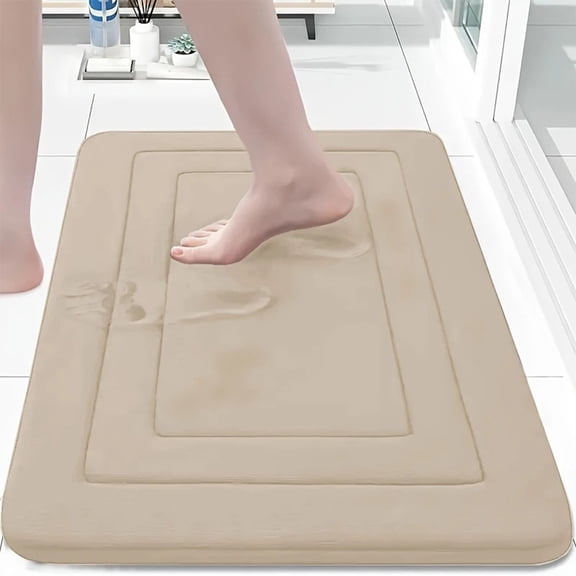 Spring Ultra Soft Absorbent Memory Foam Bath Mat 24x16 Machine Washable for Shower