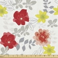 thumbnail image 1 of Ambesonne Spring Fabric by the Yard Upholstery, Beauty of Summer Blossoms, 5 Yards, Red Yellow Green and Grey, 1 of 5