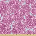 thumbnail image 1 of Ambesonne Spring Fabric by the Yard Upholstery, Repetitive Close-up Peonies, 3 Yards, Pale Blue Pink, 1 of 5