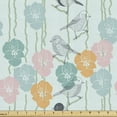 thumbnail image 1 of Ambesonne Spring Fabric by the Yard Upholstery, Flowers and Birds Nostalgia, 1 Yard, Pale Blue Multicolor, 1 of 5