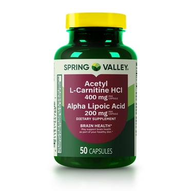 Spring Valley Acetyl L-Carnitine HCI 400 mg + Alpha Lipoic Acid 200 mg Capsules, 50 Count