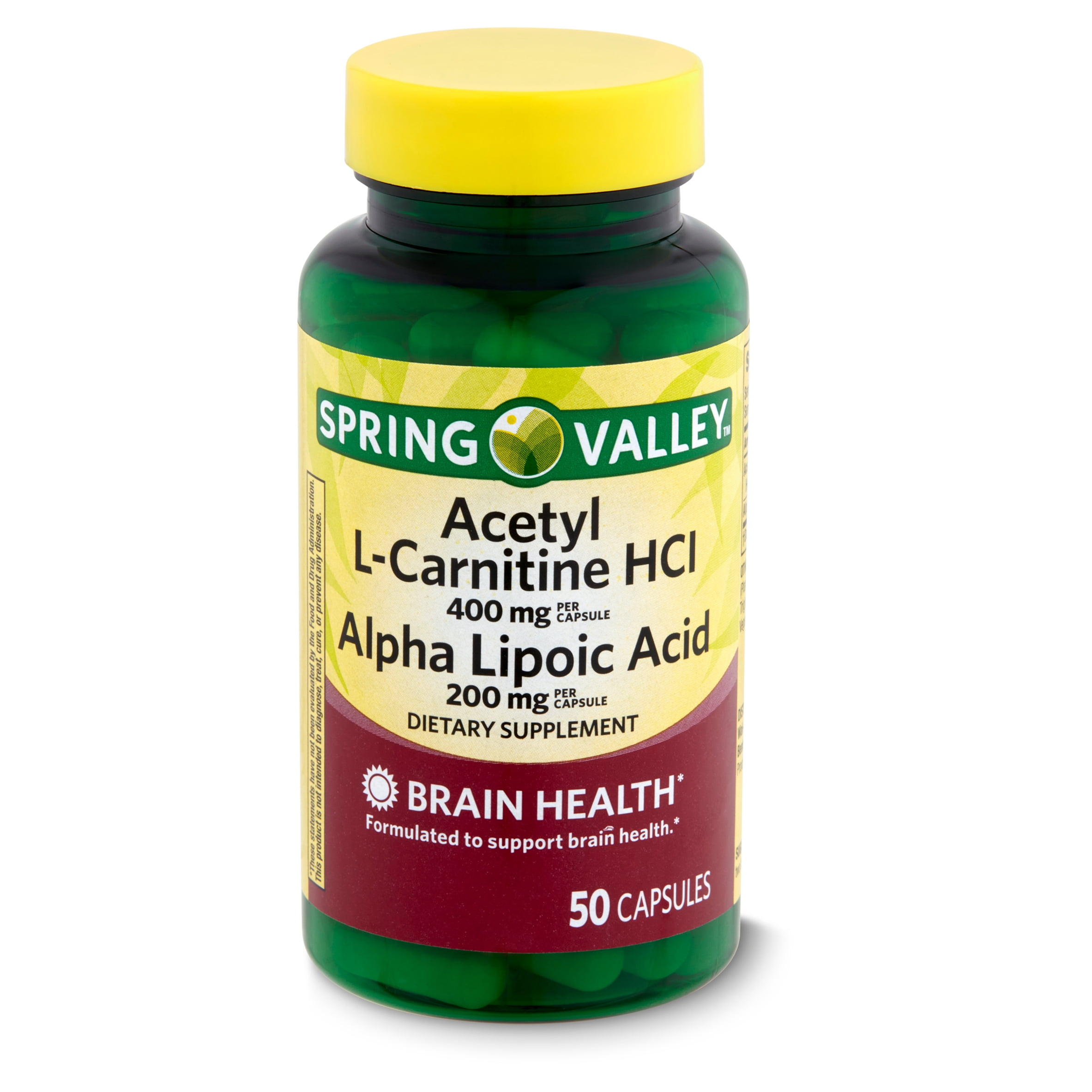 Spring Valley Acetyl L-Carnitine HCl and Alpha Lipoic Acid Dietary  Supplement, 50 Count 