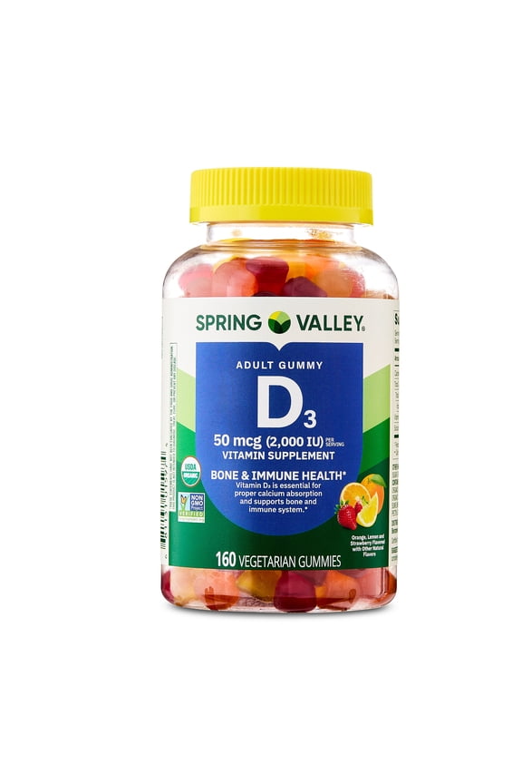 Vitamin D3 Gummies, 50 mcg, 160 Count, Supplement for Bone and Immune Health, Assorted Fruit