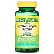 Spring Valley Advanced Formula Digestive Enzymes Vegetarian Capsules For Digestive Health, 60 Count