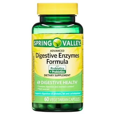 Spring Valley Advanced Formula Digestive Enzymes Vegetarian Capsules For Digestive Health, 60 Count