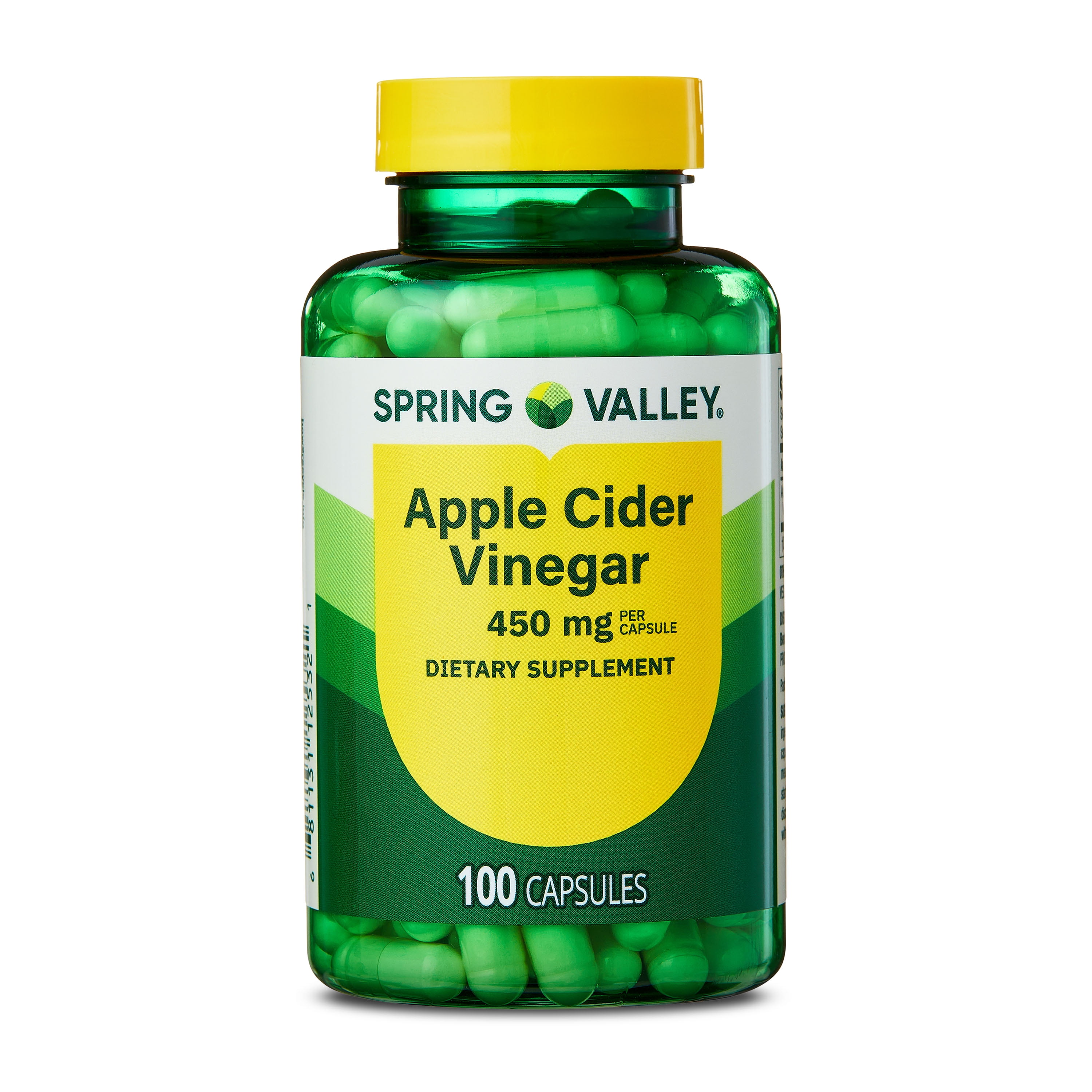 Spring Valley Apple Cider Vinegar Dietary Supplement Capsules, 450 mg, 100 Count