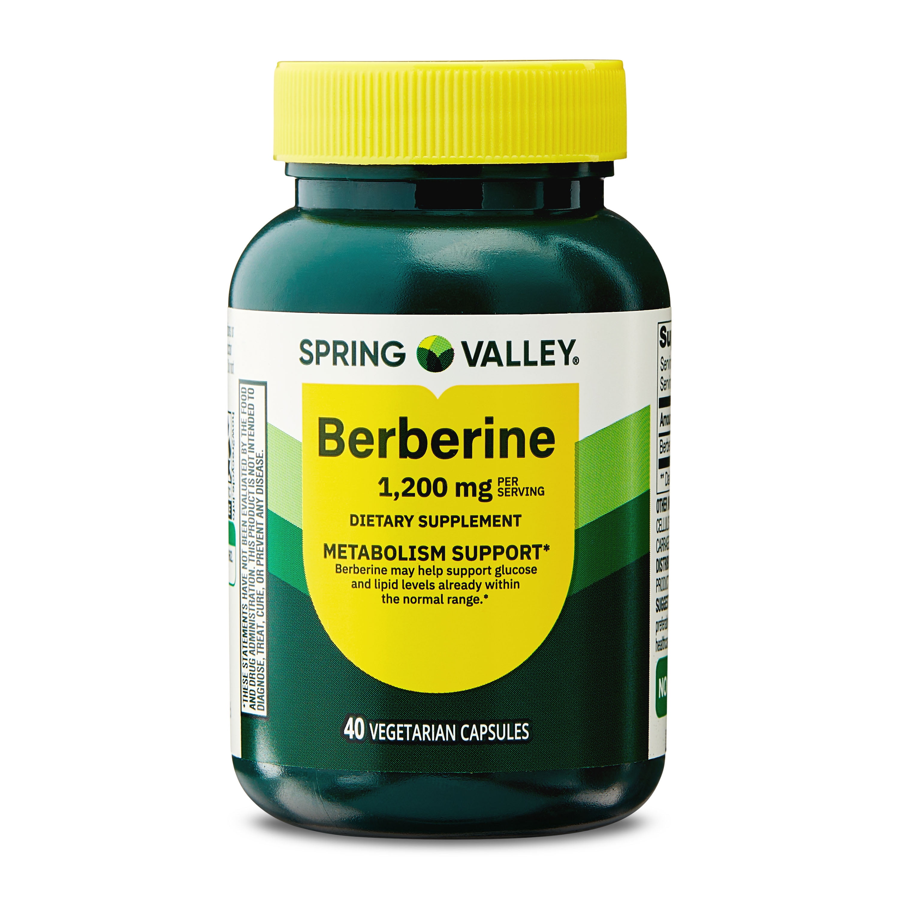 Spring Valley Berberine Dietary Supplement Vegetarian Capsules for Metabolism Support, 1200 mg, 40 Count