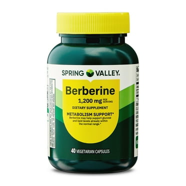 Spring Valley Berberine Dietary Supplement Vegetarian Capsules for Metabolism Support, 1200 mg, 40 Count