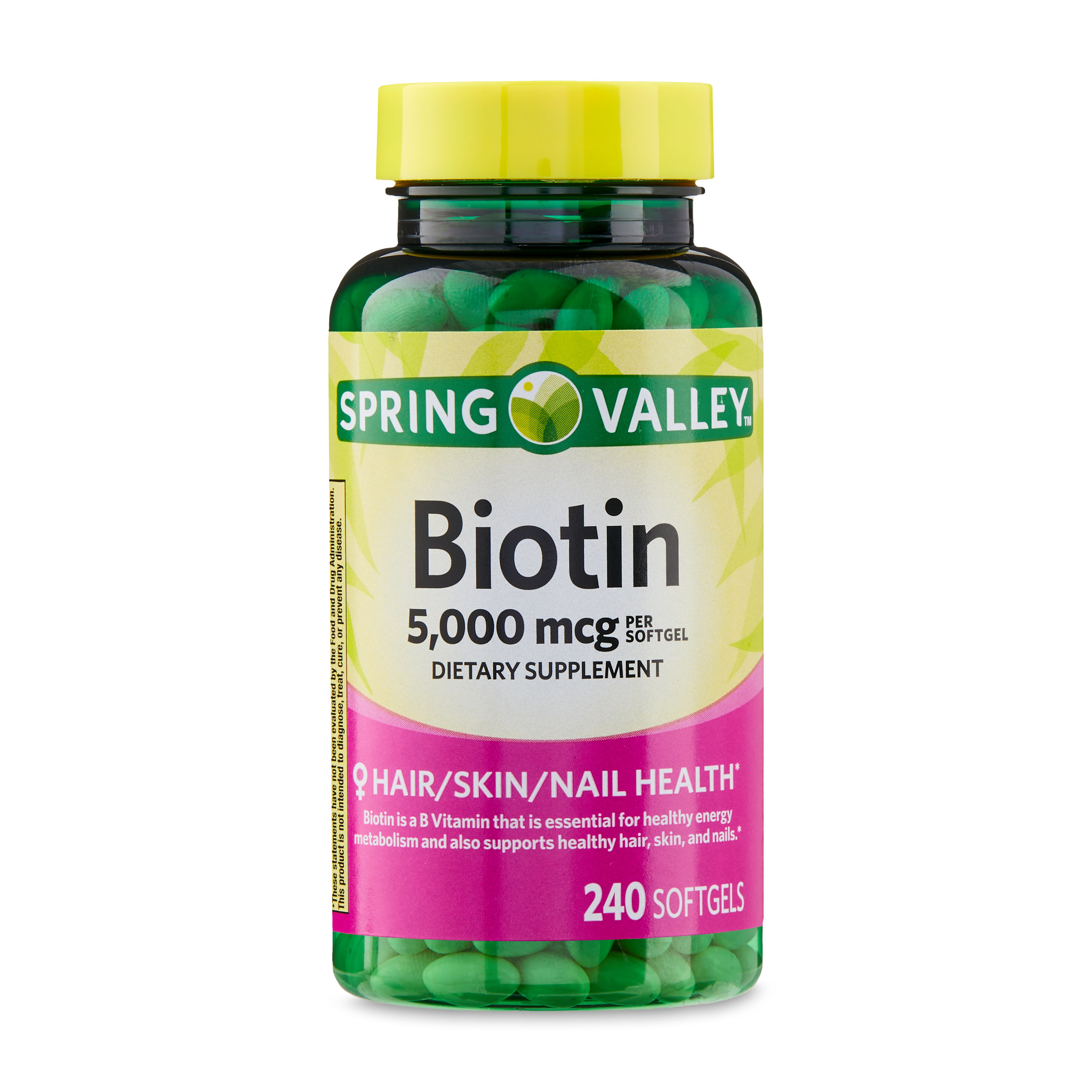 Spring Valley Biotin Softgels Dietary Supplement, 5,000 mcg, 240 Count - image 1 of 16