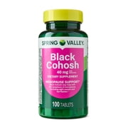 Spring Valley Black Cohosh Menopause Support Dietary Supplement Tablets, 40 mg, 100 Count