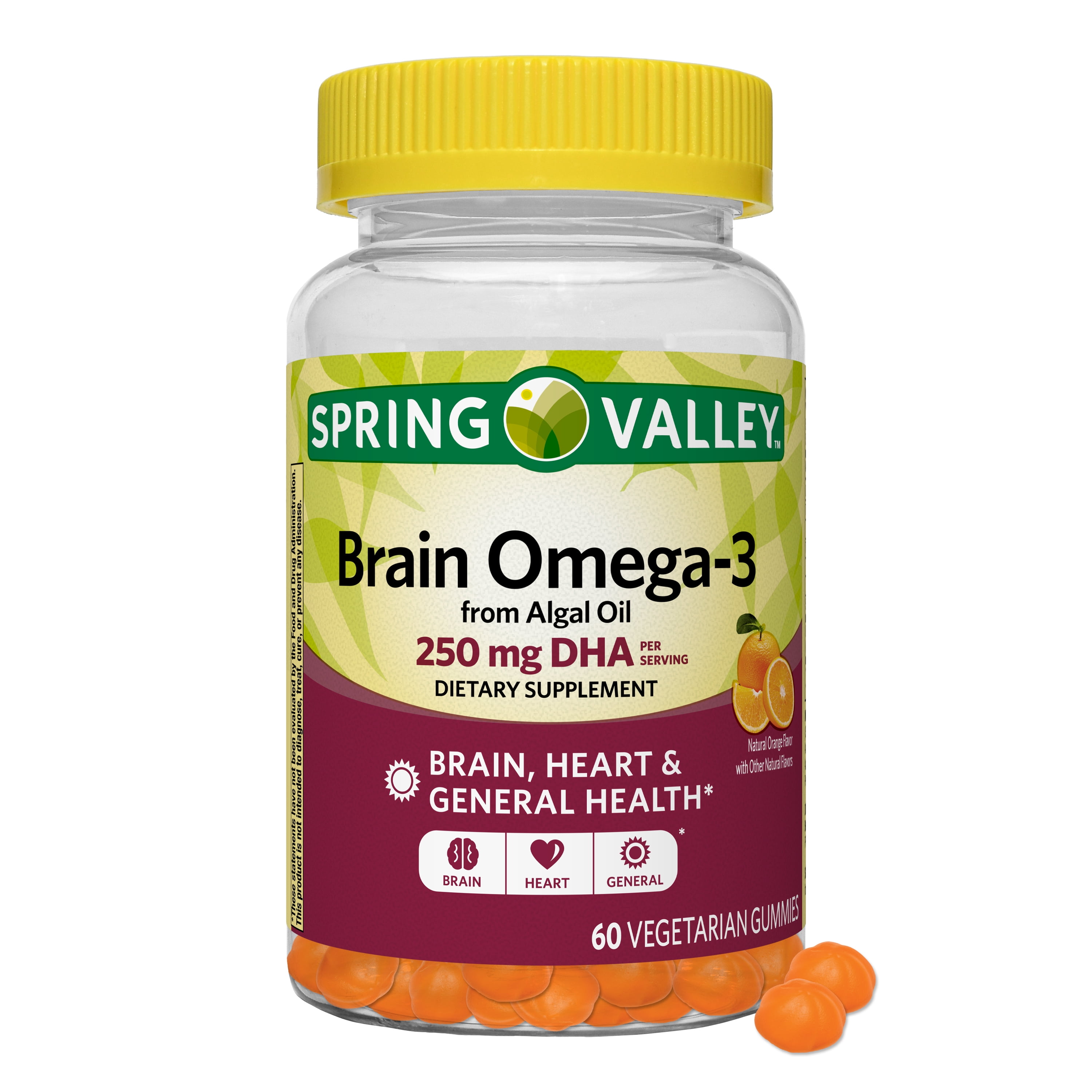 Spring Valley Brain Omega3 from Algal Oil Gummy, 60 Count