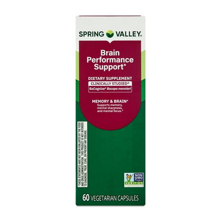 Spring Valley Brain Performance Memory Support Dietary Supplement Vegetarian Capsules, 60 Count