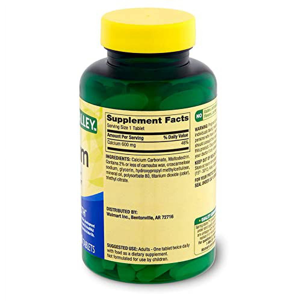 Spring Valley Calcium 600mg Natural Bone Health Calcium 100 Tablets