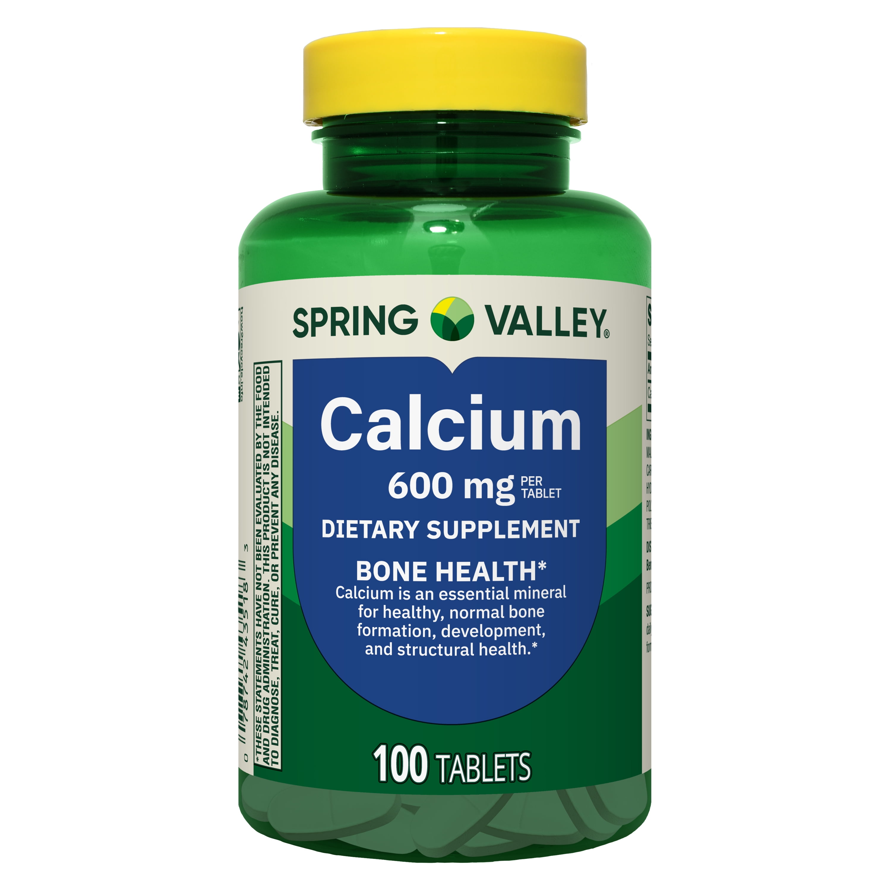 Spring Valley Calcium Bone Health Dietary Supplement Tablets, 600 mg, 100 Count