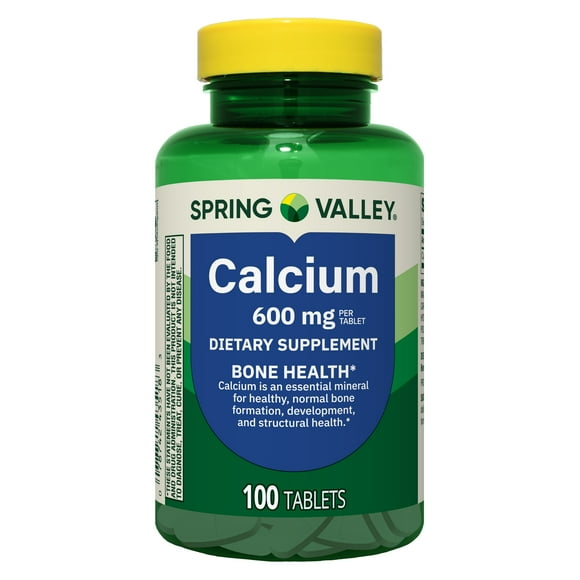 Spring Valley Calcium Bone Health Dietary Supplement Tablets, 600 mg, 100 Count