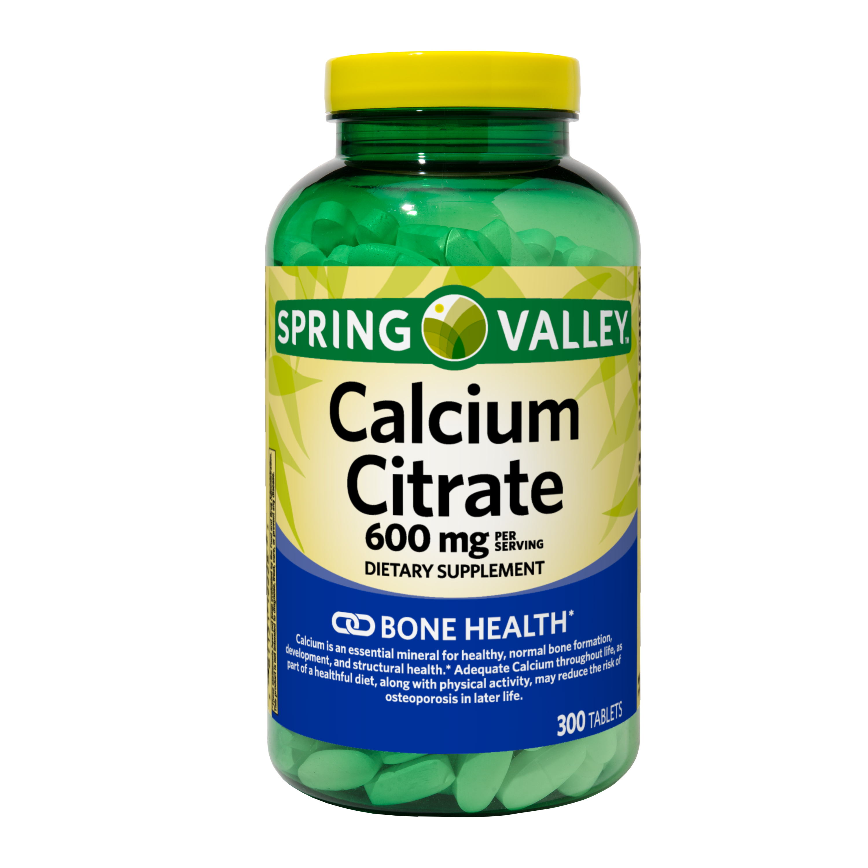 Spring Valley Calcium Citrate Tablets Dietary Supplement, 600 mg, 300 Count - image 1 of 8
