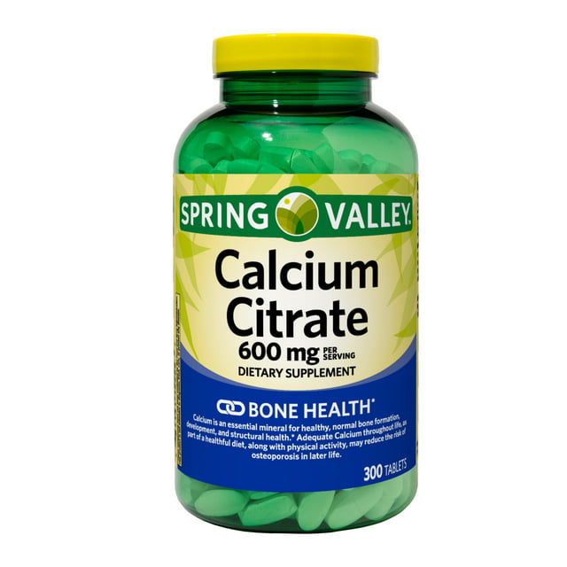 Spring Valley Calcium Citrate Tablets Dietary Supplement, 600 mg, 300 Count