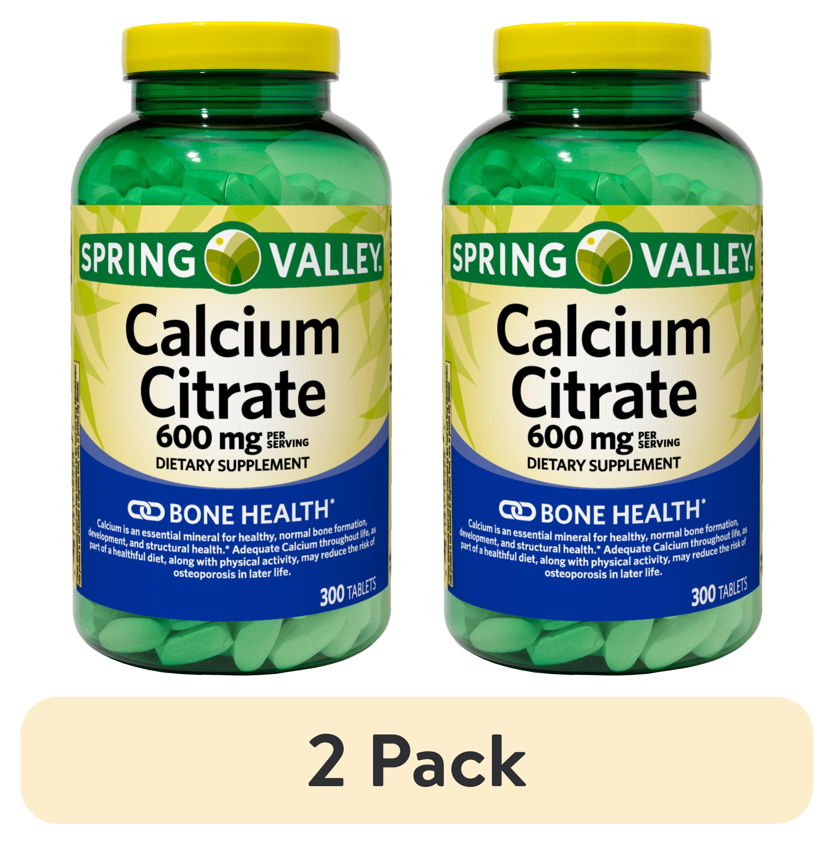 (2 pack) Spring Valley Calcium Citrate Tablets Dietary Supplement, 600
