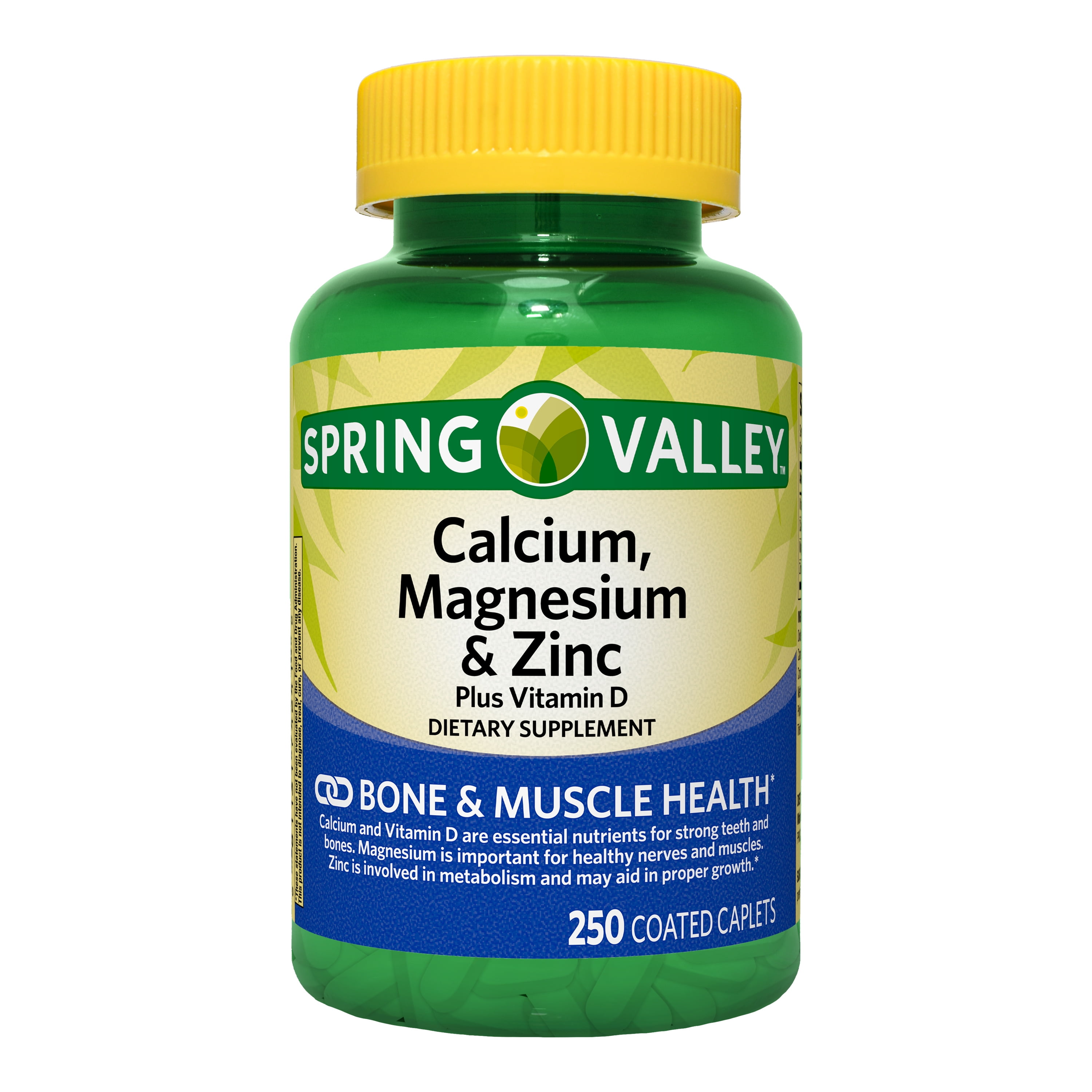 Spring Valley Calcium, Magnesium & Zinc Plus Vitamin D3 Coated Caplets, 250 Count