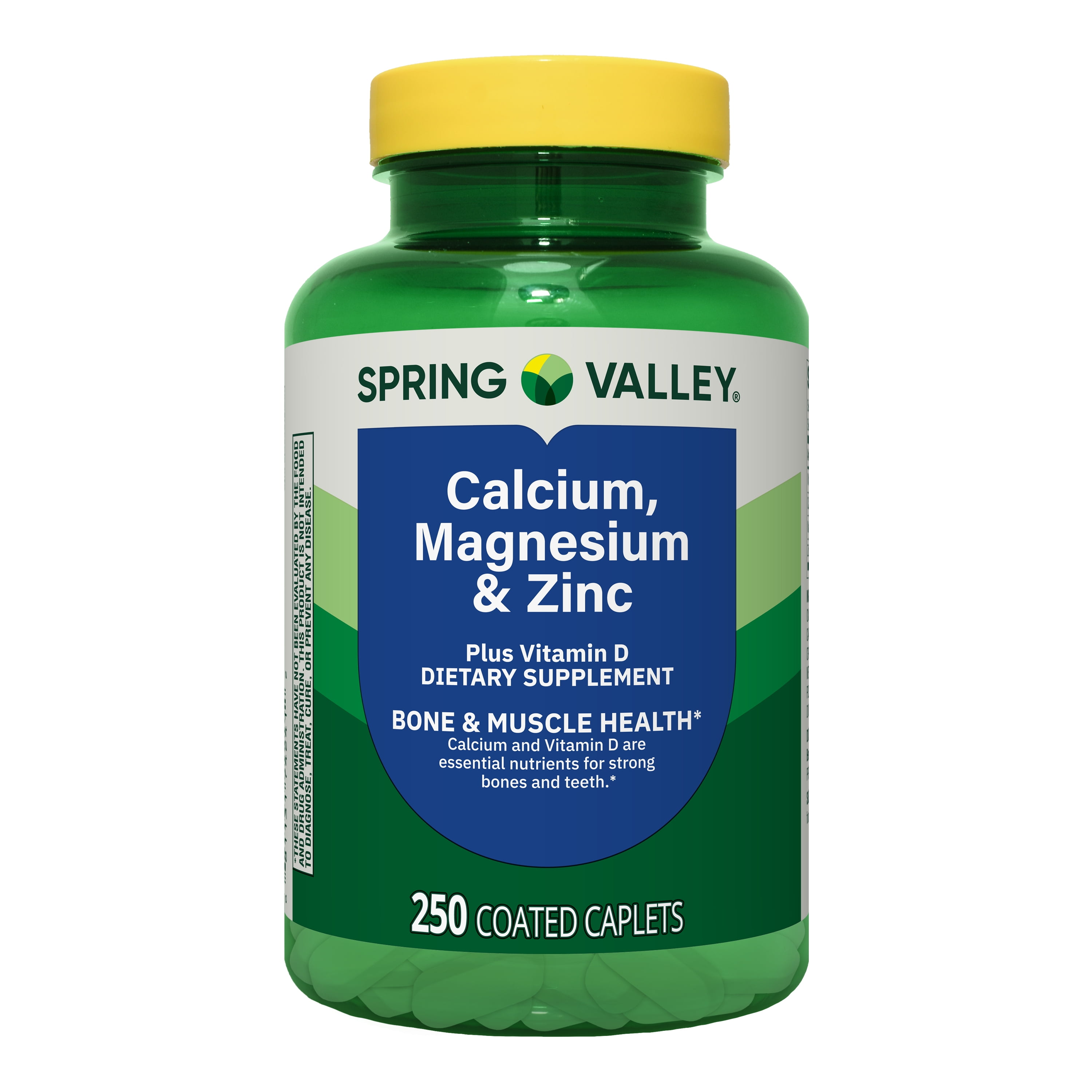 Spring Valley Calcium, Magnesium & Zinc Plus Vitamin D3 Coated Caplets, 250 Count