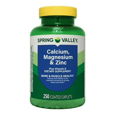 Spring Valley Calcium, Magnesium & Zinc Plus Vitamin D3 Coated Caplets, 250 Count