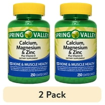 (2 pack) Spring Valley Calcium, Magnesium & Zinc Plus Vitamin D3 Coated Caplets, 250 Count