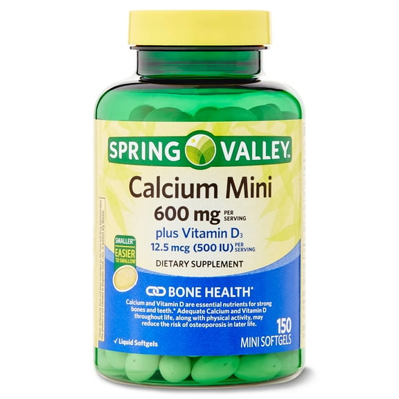 (2 pack) Spring Valley Calcium Plus Vitamin D3, Dietary Supplement, 150 Mini Softgels