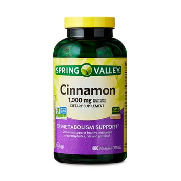Spring Valley Cinnamon Dietary Supplement Vegetarian Capsules for Metabolism Support, 1000 mg, 400 Count